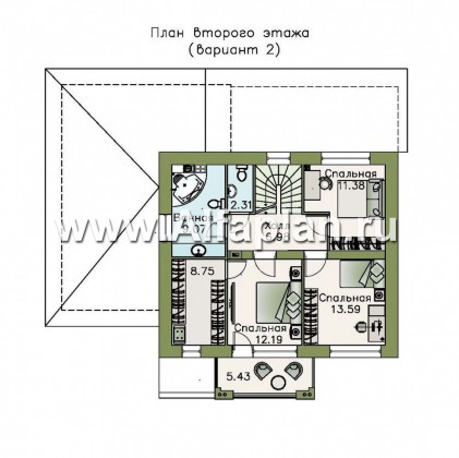 «Рефлекс» - современный проект двухэтажного дома из газобетона, с гаражом и террасой - превью план дома