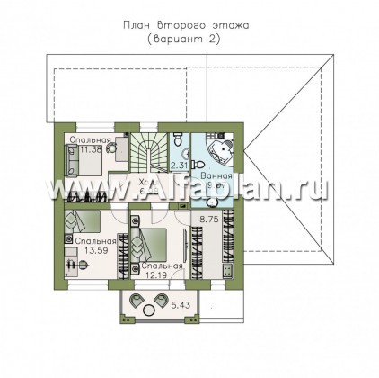 «Рефлекс» - современный проект двухэтажного дома из газобетона, с гаражом и террасой, фасад из кирпичей - превью план дома