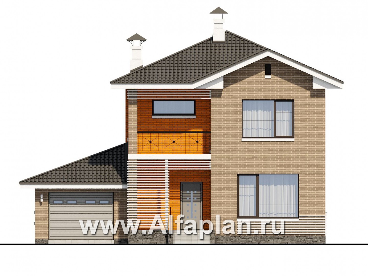 Проекты домов Альфаплан - «Серебро» - современный экономичный дом - - изображение фасада №1