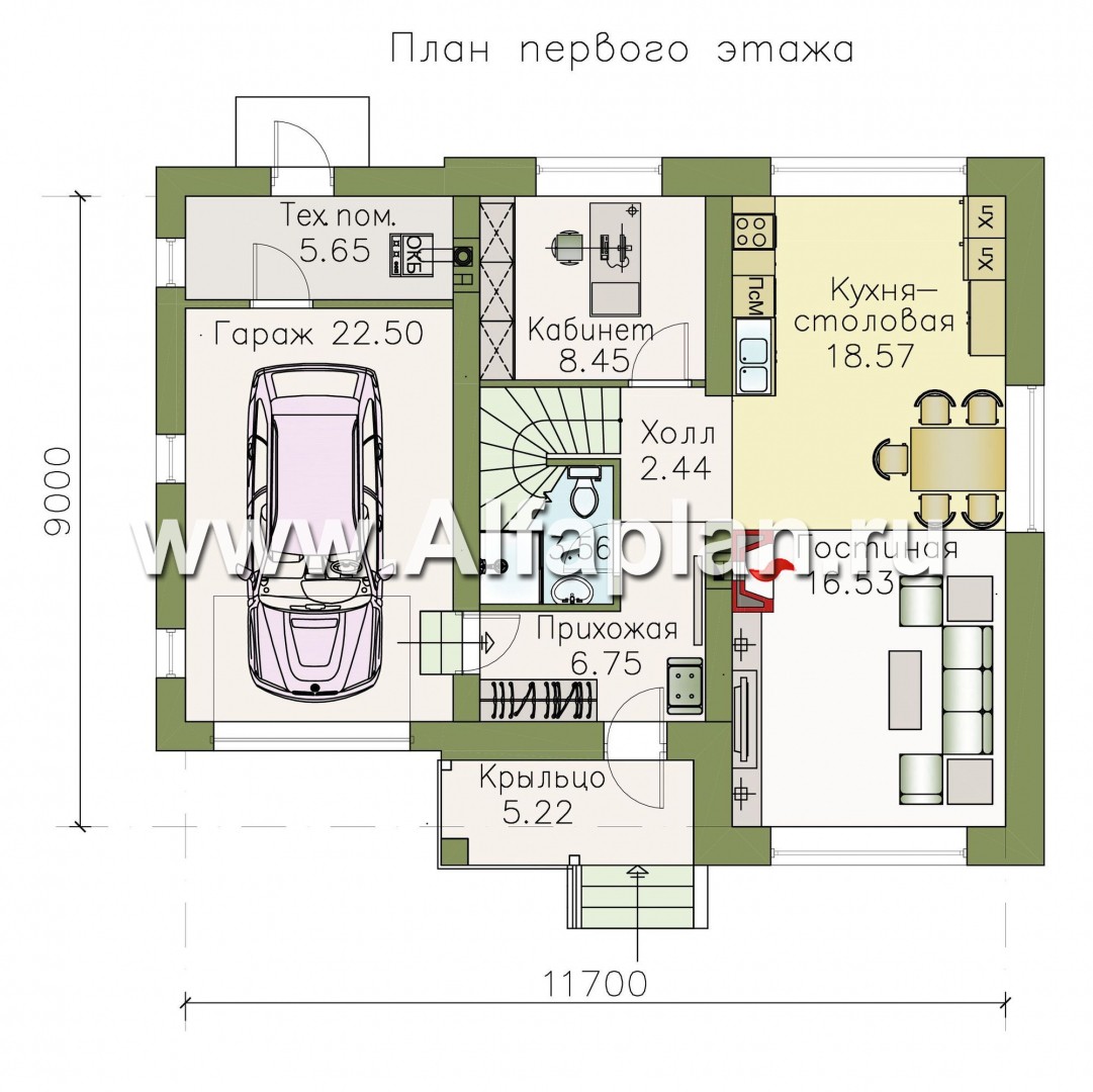 Проекты домов Альфаплан - «Серебро» - современный экономичный дом - - план проекта №1