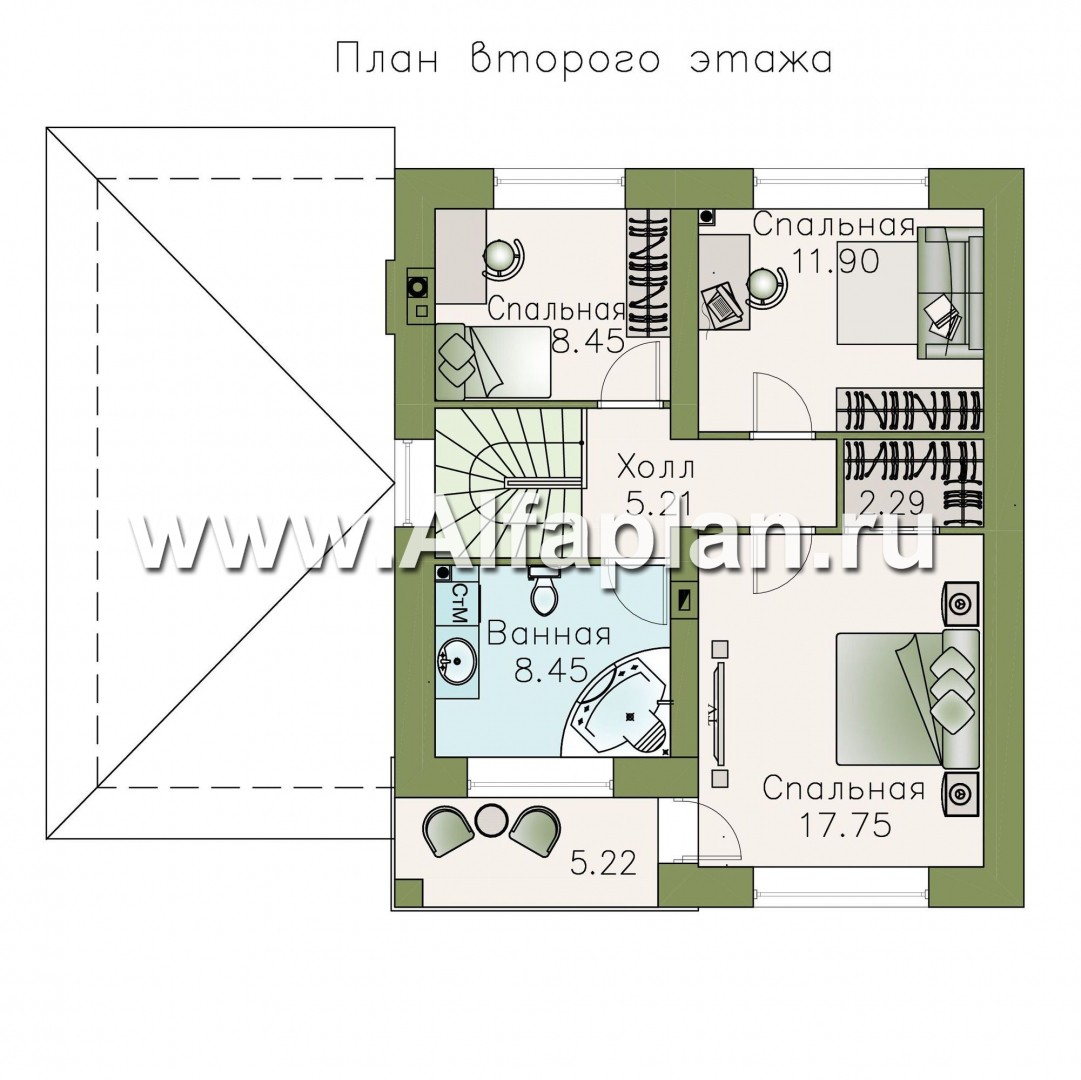 Проекты домов Альфаплан - «Серебро» - современный экономичный дом - - план проекта №2