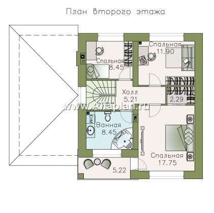 «Серебро» - современный проект двухэтажного дома с гаражом и террасой - превью план дома