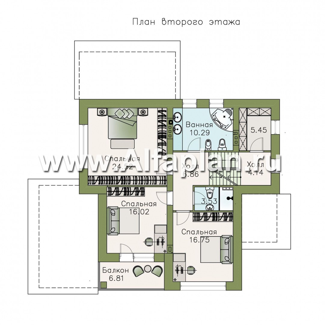 Проекты домов Альфаплан - «Линия горизонта» - современный коттедж - в цоколе - изображение плана проекта №3