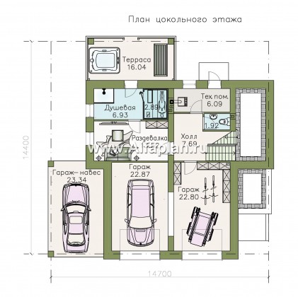 Проекты домов Альфаплан - «Линия горизонта» - современный коттедж - в цоколе - превью плана проекта №1