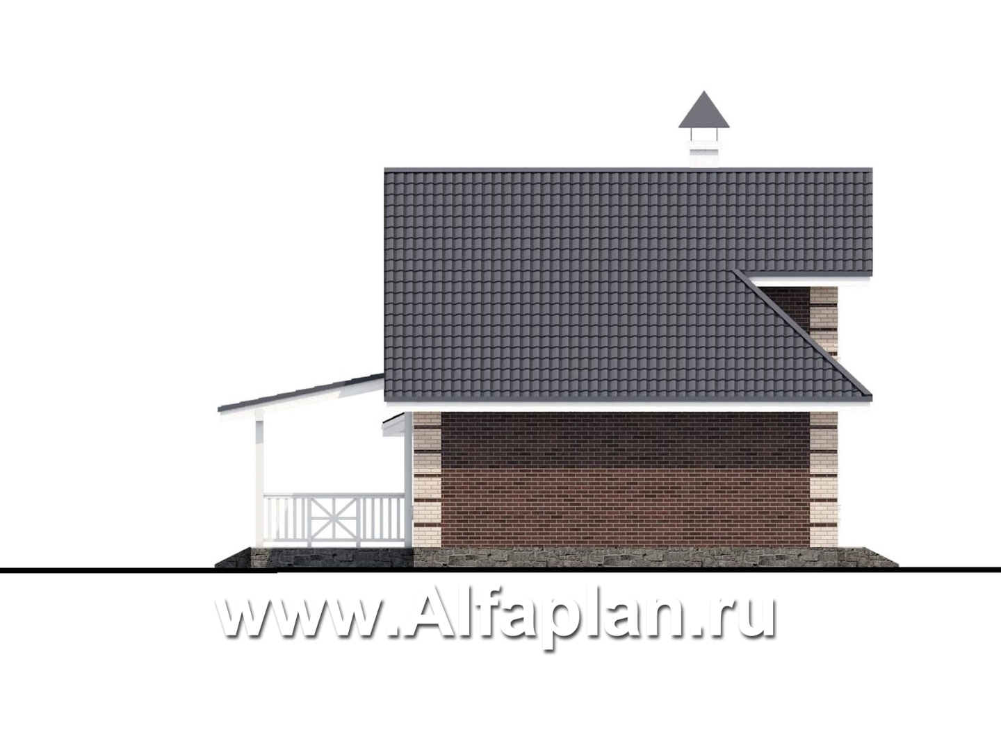 Проекты домов Альфаплан - «Замечательный сосед» - проект дома с мансардой,  с террасой, с навесом на 2 авто - изображение фасада №3