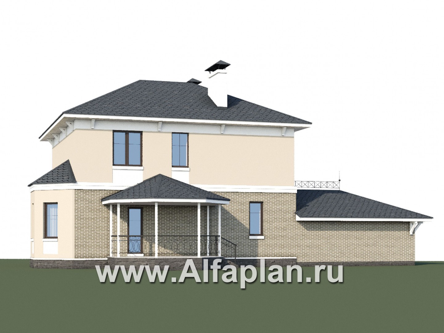 Проекты домов Альфаплан - «Классика» - двухэтажный особняк с эркером и гаражом на два автомобиля - дополнительное изображение №1