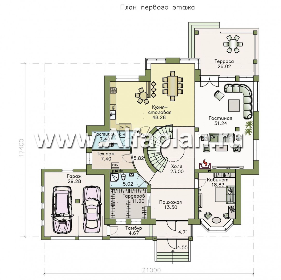Проекты домов Альфаплан - Вилла «Эдельвейс» - современный комфортабельный особняк - план проекта №1
