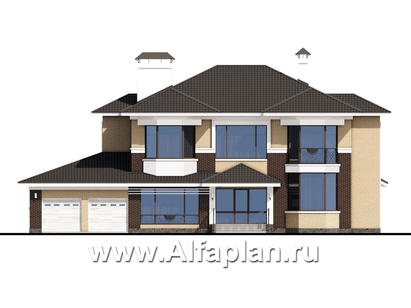 Проекты домов Альфаплан - Вилла «Эдельвейс» — современный комфортабельный особняк - изображение фасада №1