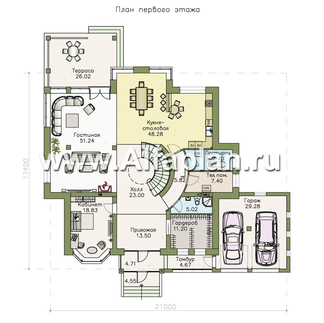 Проекты домов Альфаплан - Вилла «Эдельвейс» — современный комфортабельный особняк - изображение плана проекта №1