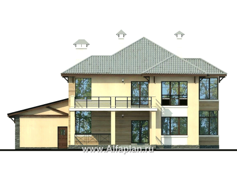 «Монтекки» - проект двухэтажного дома, с террасой, с гаражом на 2 авто - превью фасада дома