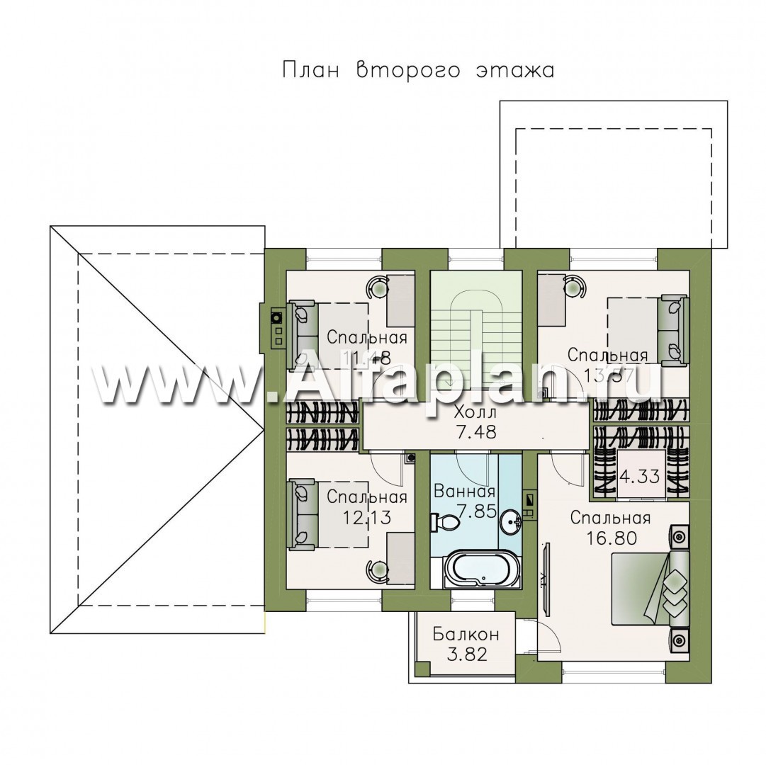Проекты домов Альфаплан - «Манор» — сбалансированный комфортный коттедж с гаражом - план проекта №2
