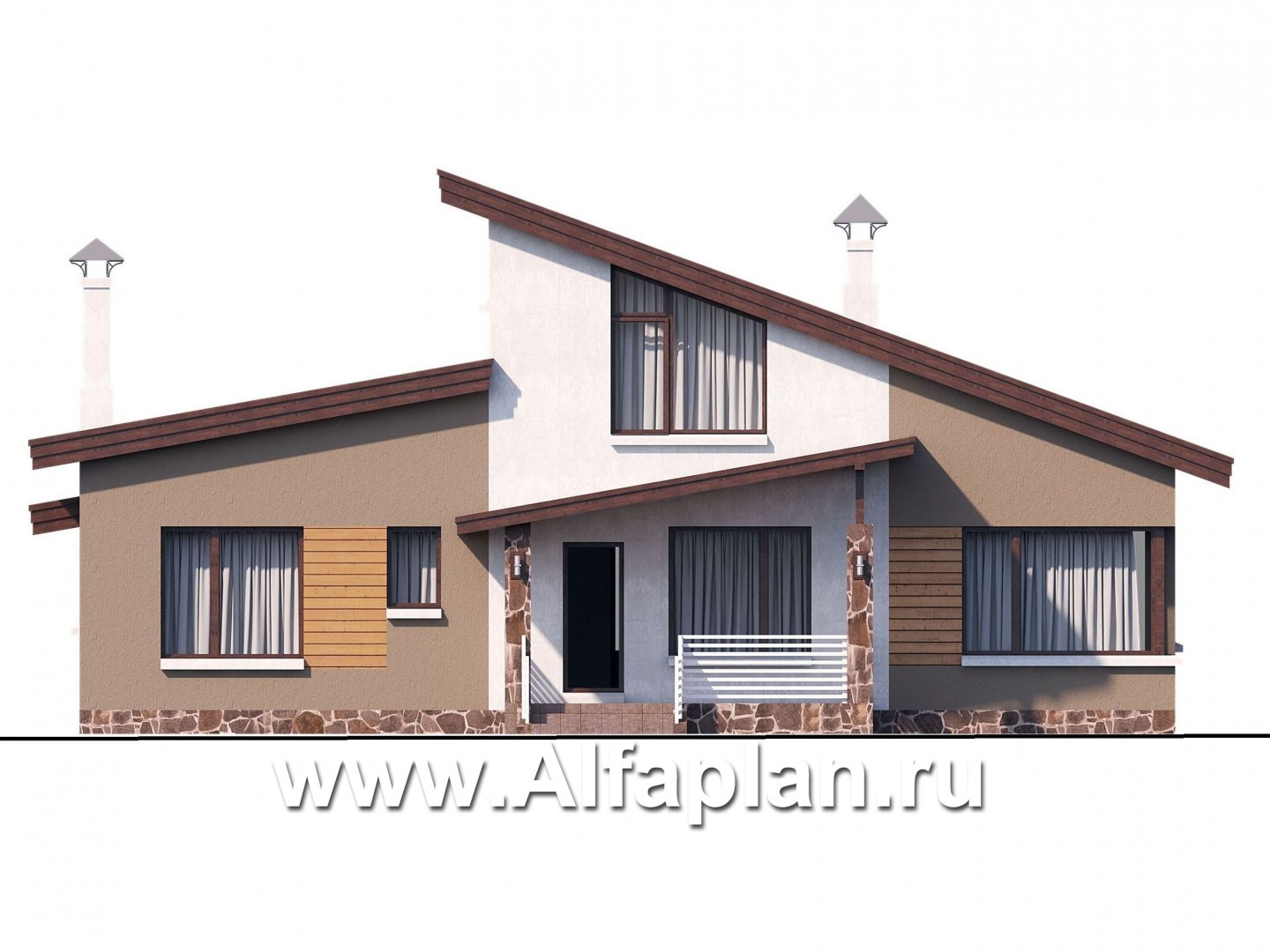 Проекты домов Альфаплан - «Каприкорн» - комфортабельный коттедж с бильярдной - изображение фасада №4