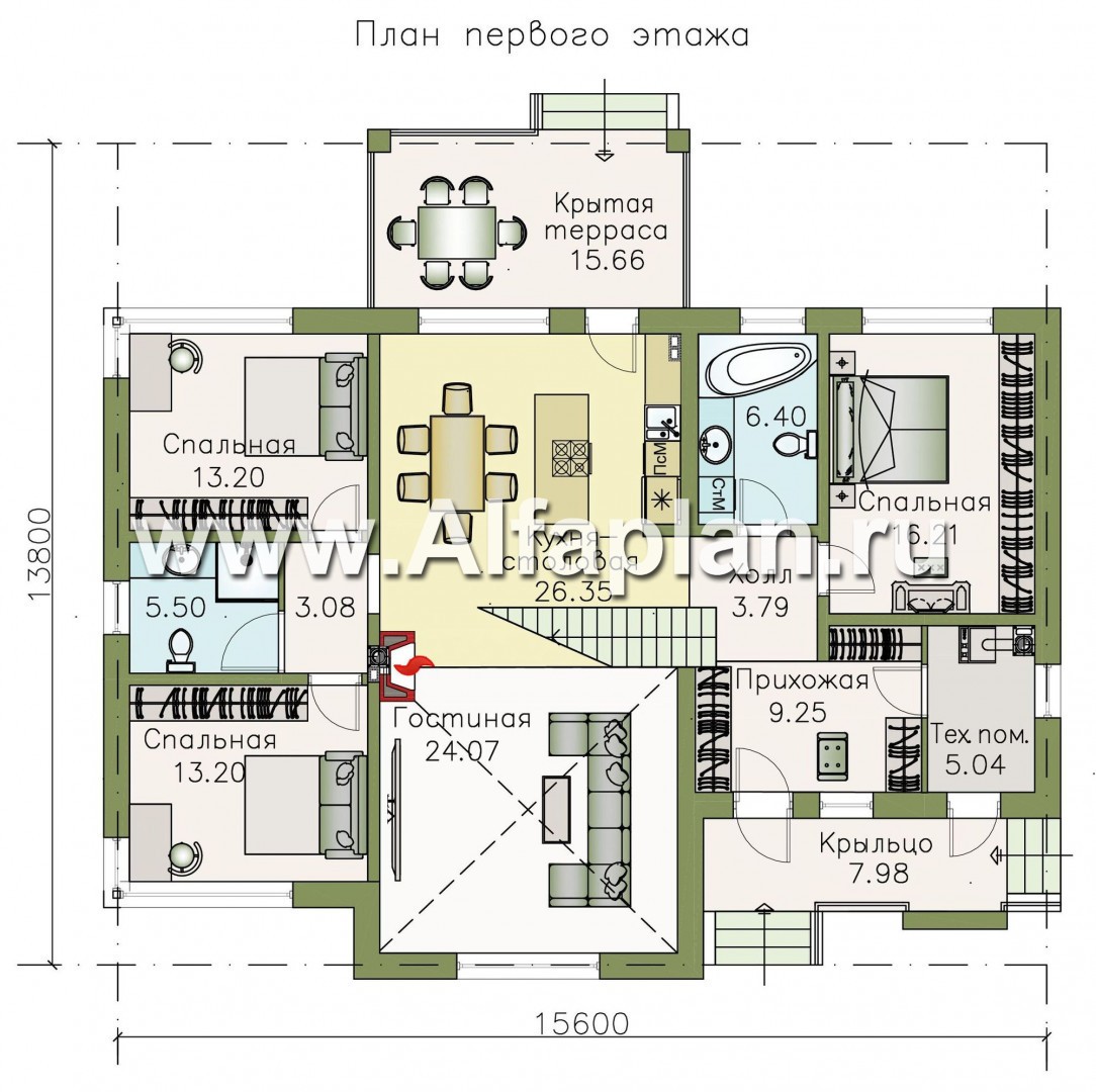 Проекты домов Альфаплан - «Каприкорн» - комфортабельный коттедж с бильярдной - изображение плана проекта №1