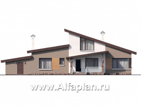Проекты домов Альфаплан - «Каприкорн» - комфортабельный коттедж с мансардой и гаражом - превью фасада №4