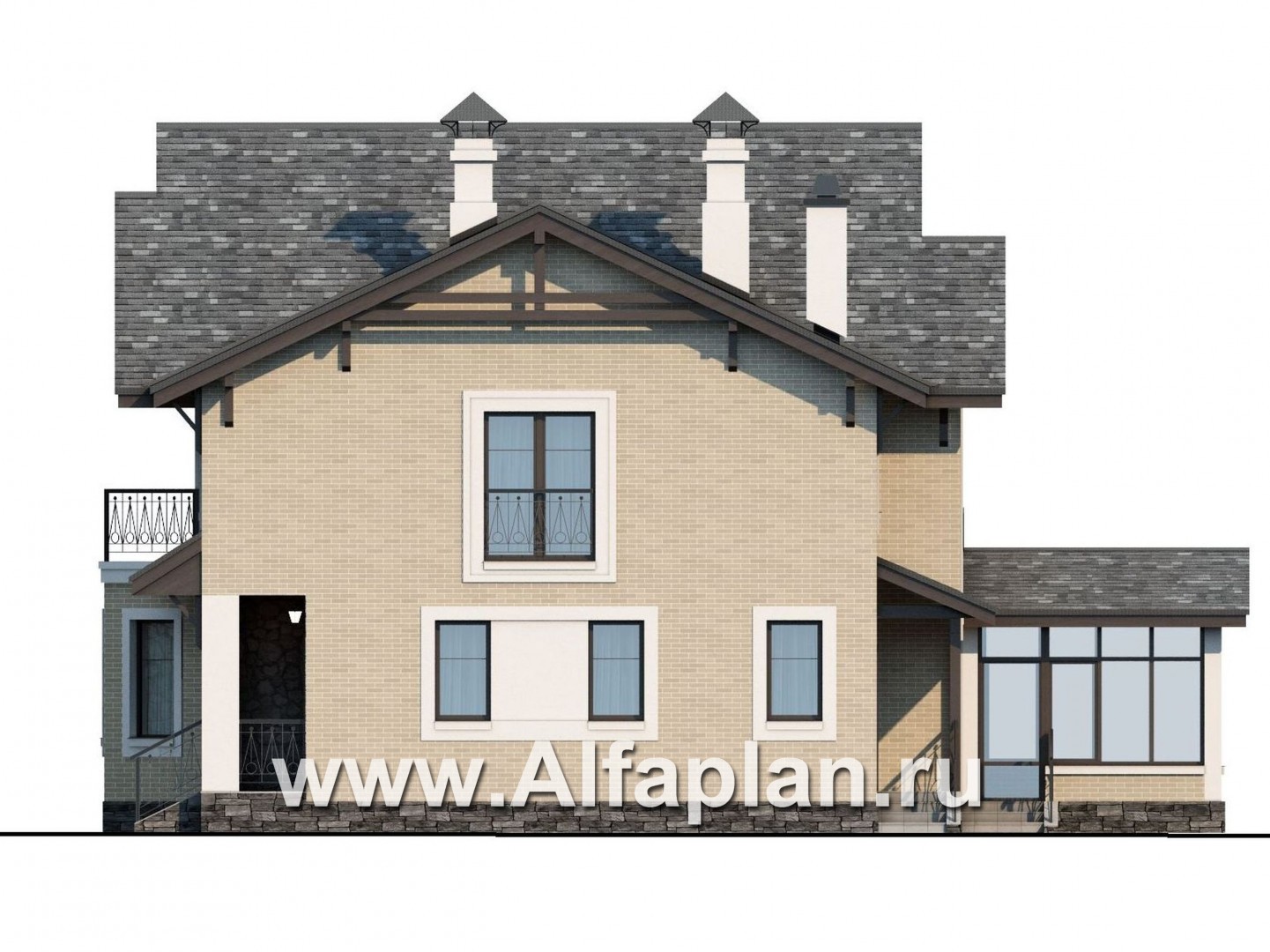 Проекты домов Альфаплан - «Бригантина» - коттедж с компактным планом - изображение фасада №2