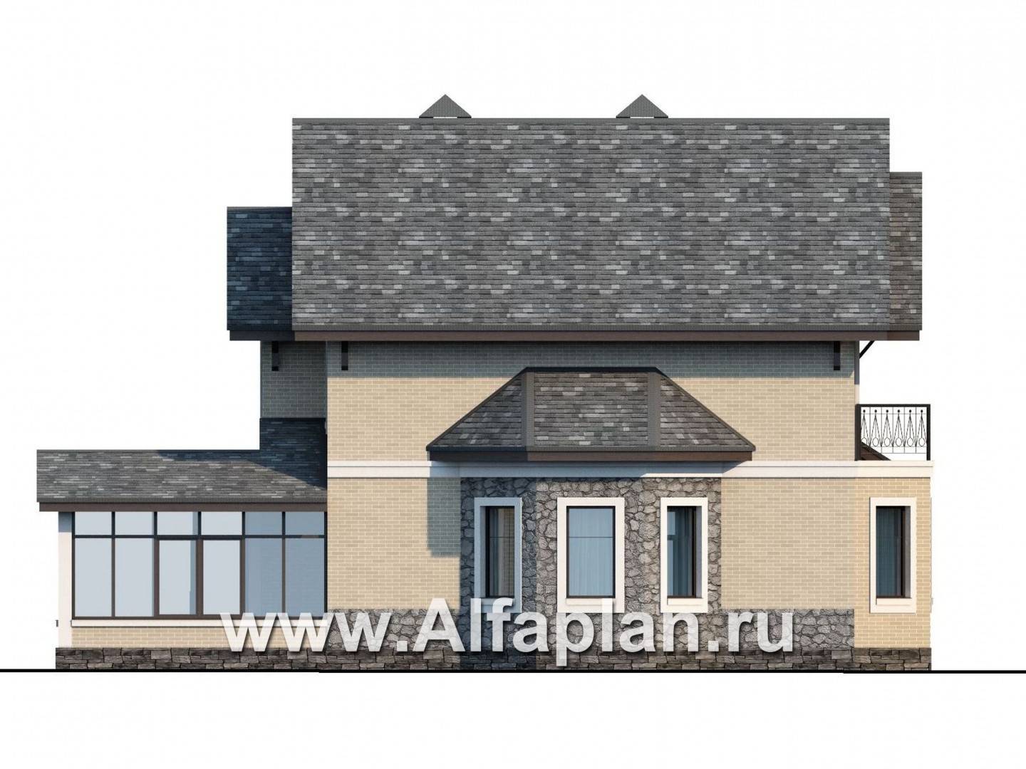 Проекты домов Альфаплан - «Бригантина» - коттедж с компактным планом - изображение фасада №3