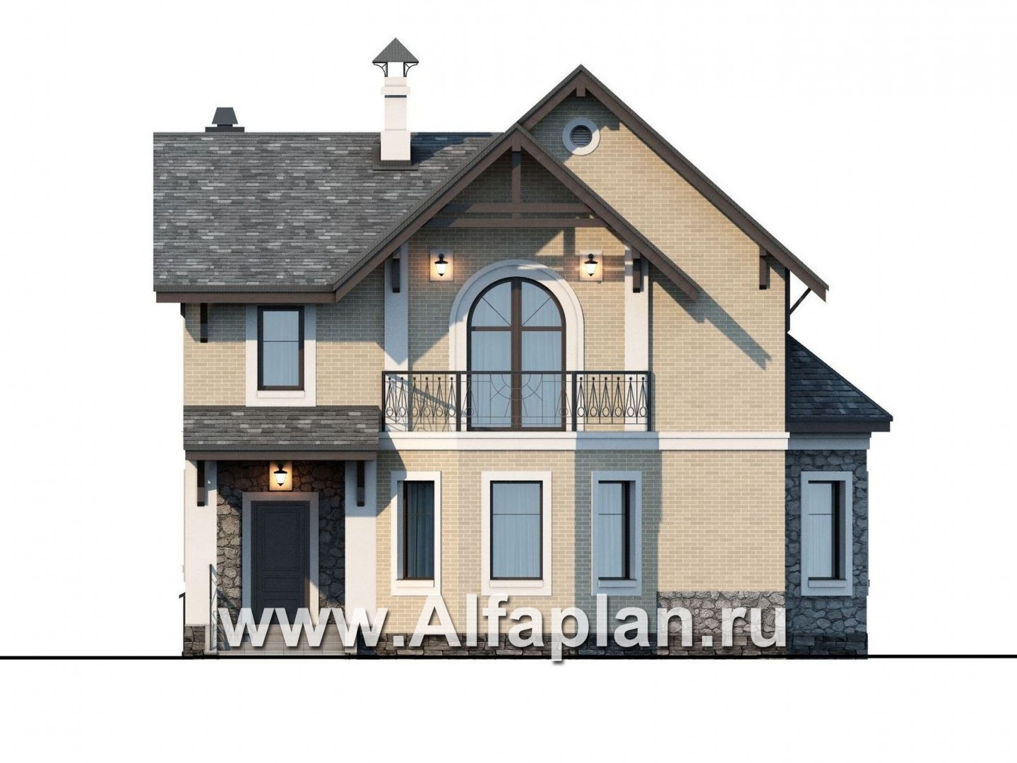 Проекты домов Альфаплан - «Бригантина» - коттедж с компактным планом - изображение фасада №1