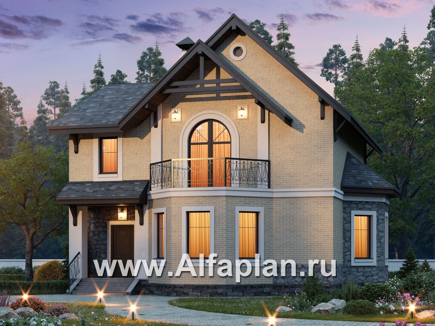 Проекты домов Альфаплан - «Бригантина» - коттедж с компактным планом - основное изображение