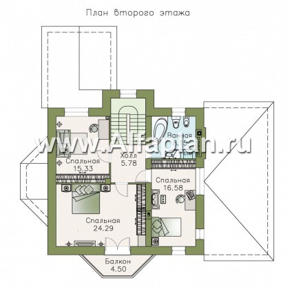 «Бригантина» - проект двухэтажного дома, с эркером и с террасой, с гаражом - превью план дома