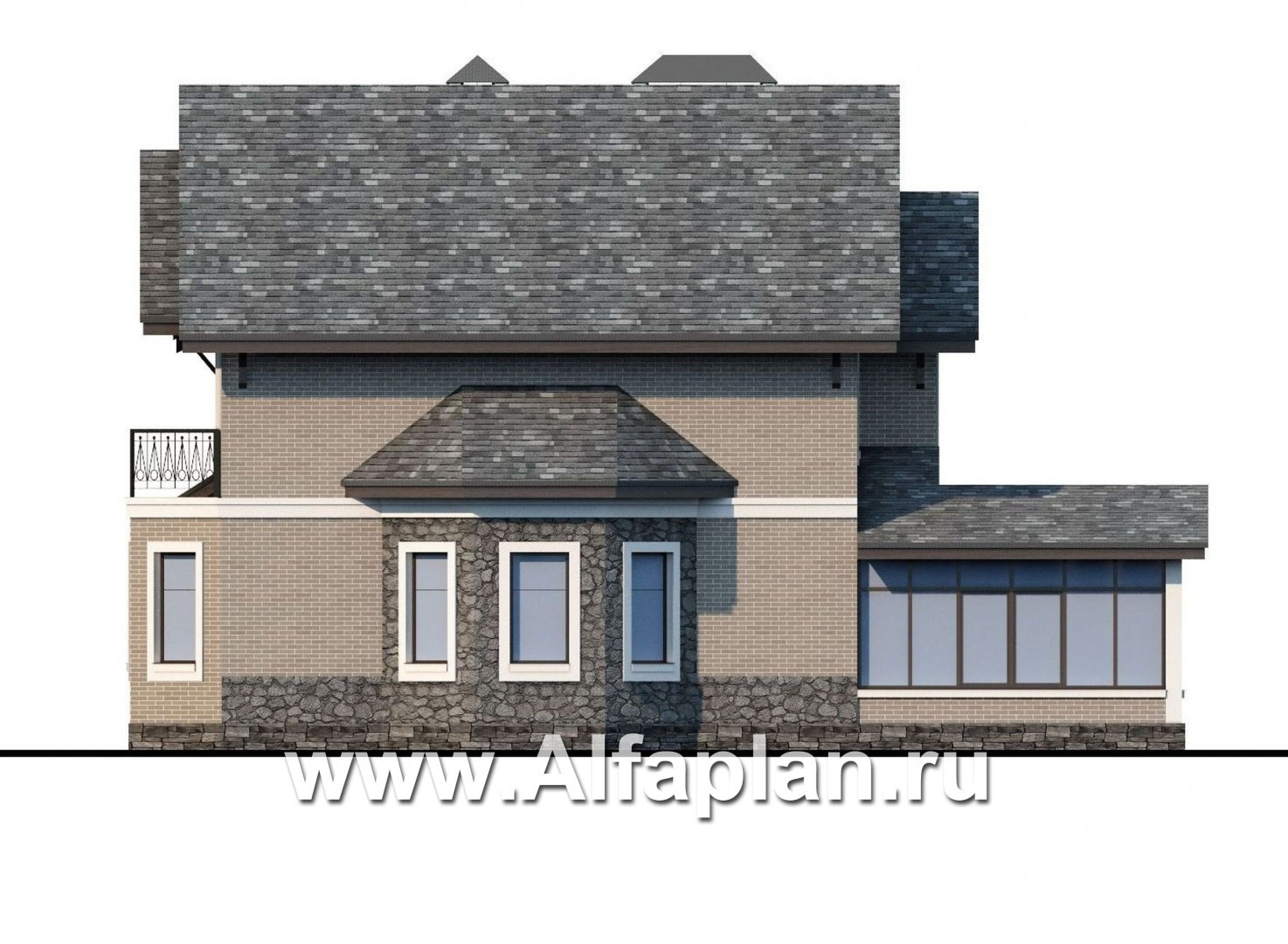Проекты домов Альфаплан - «Бригантина» - коттедж с компактным планом и гаражом - изображение фасада №2