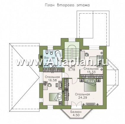 Проекты домов Альфаплан - «Бригантина» - коттедж с компактным планом и гаражом - превью плана проекта №2