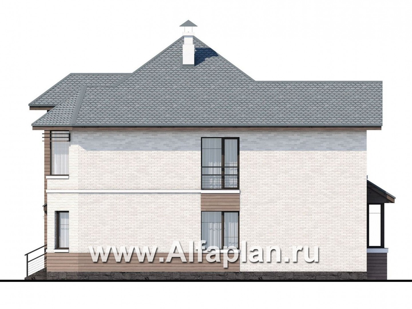 Проекты домов Альфаплан - «Гольфстрим» - современный двухэтажный компактный коттедж - изображение фасада №2