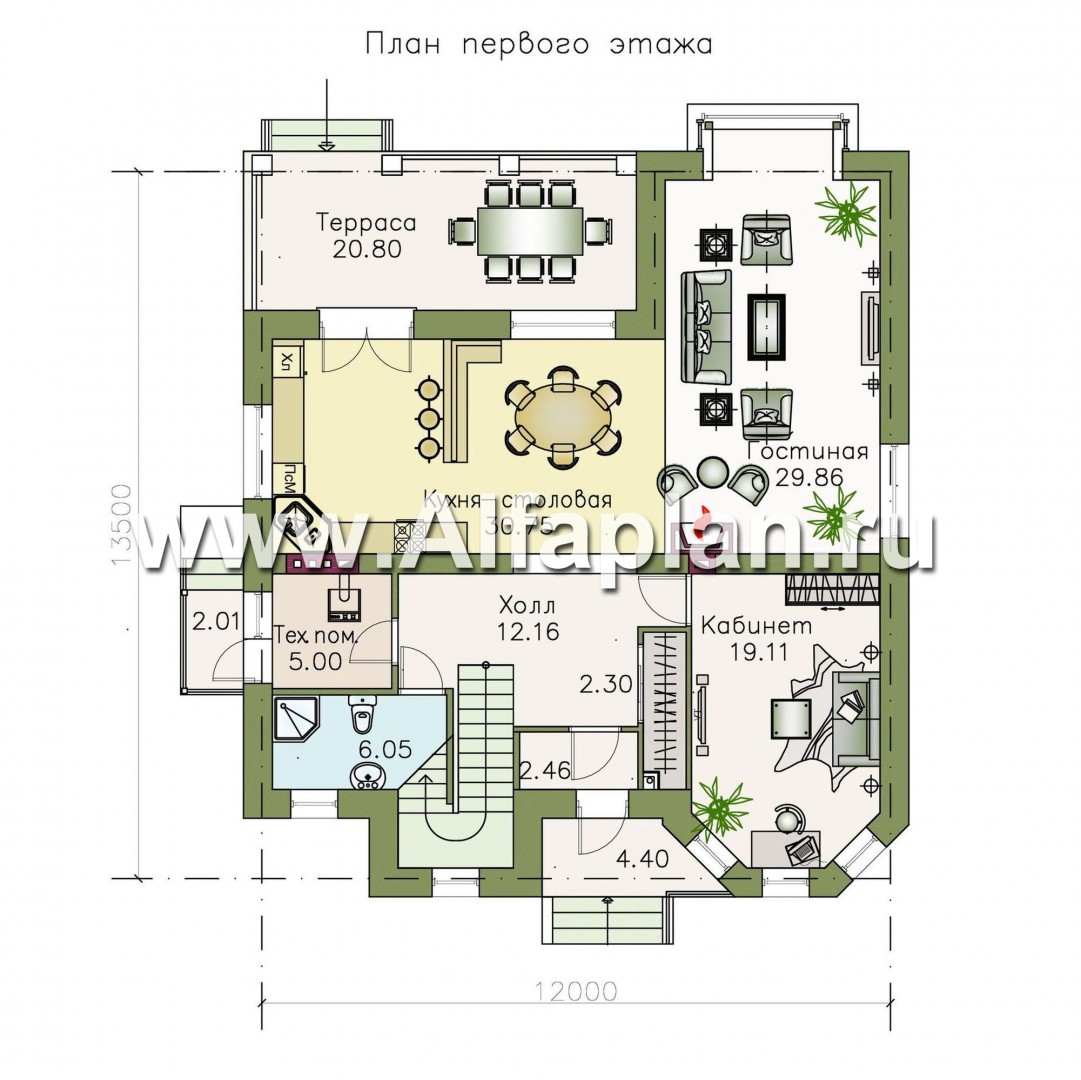Проекты домов Альфаплан - «Гольфстрим» - современный двухэтажный компактный коттедж - изображение плана проекта №1