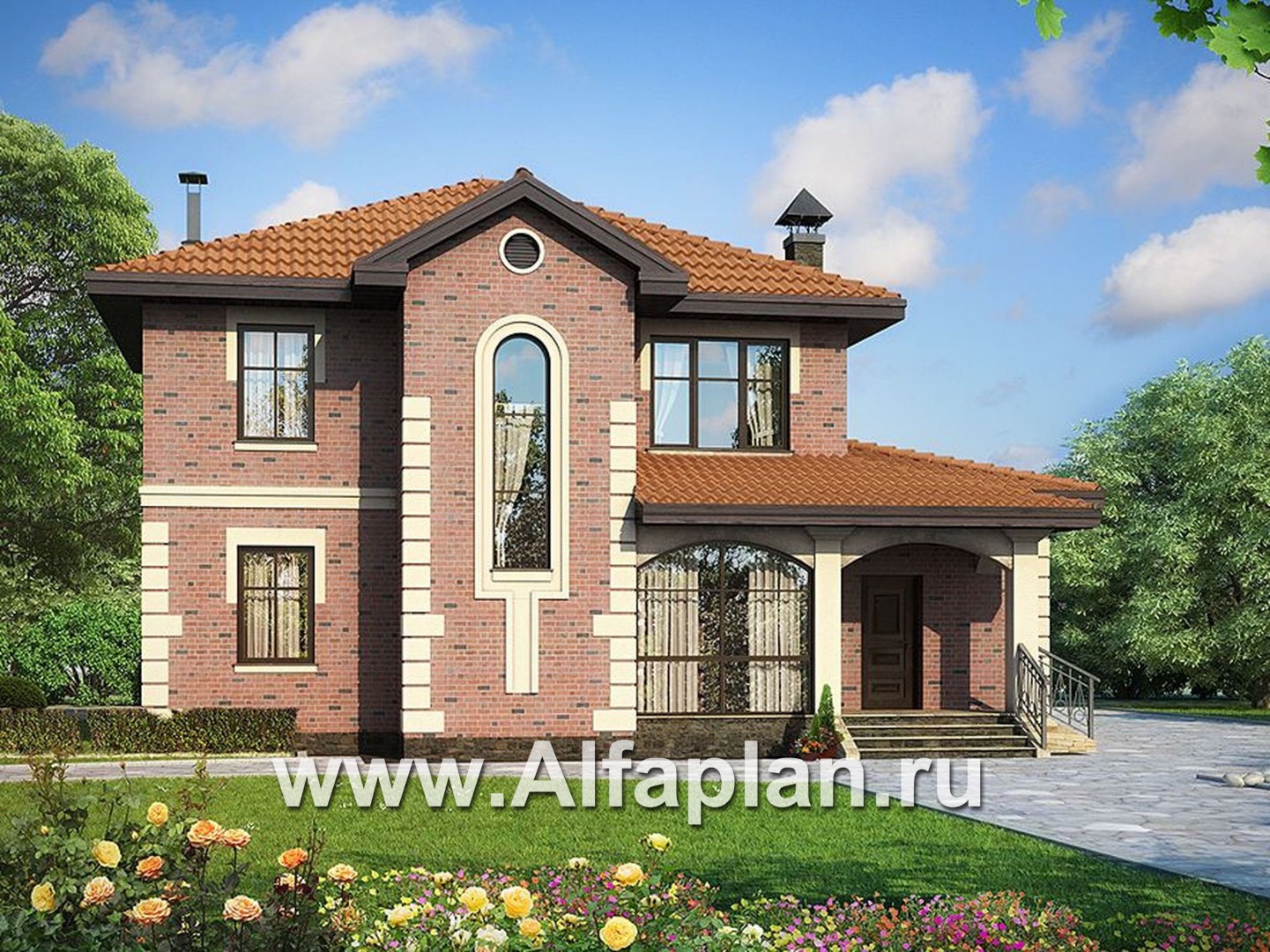 Проекты домов Альфаплан - «Фортуна» - коттедж с удобной планировкой - основное изображение