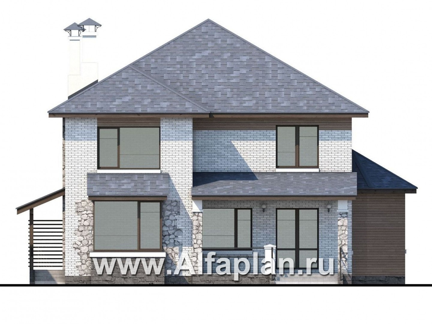 Проекты домов Альфаплан - «Агент 007» - современный компактный коттедж - изображение фасада №4