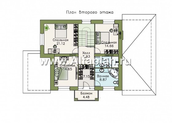 Проекты домов Альфаплан - Респектабельный коттедж с гаражом и верандой - превью плана проекта №2