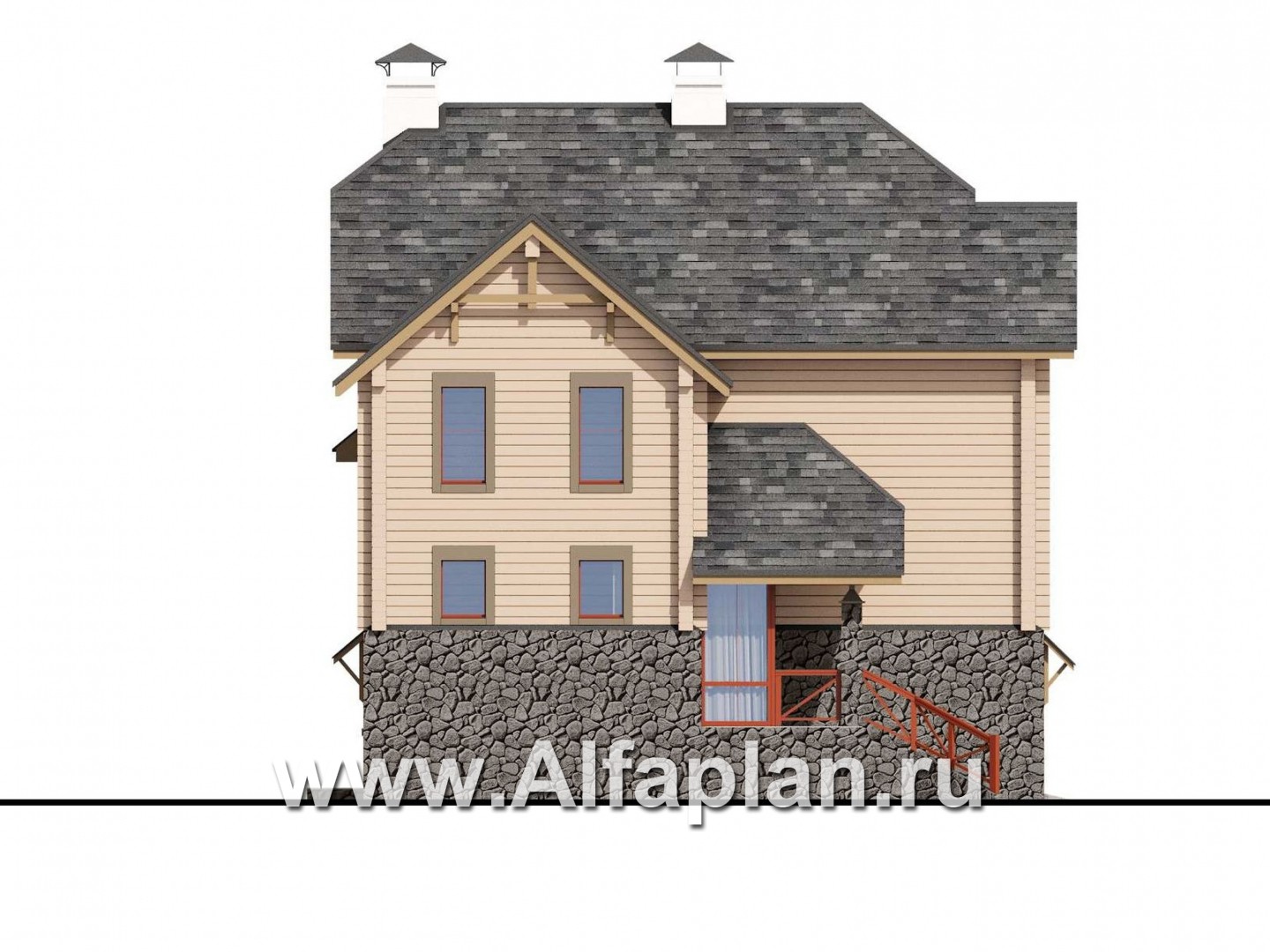 Проекты домов Альфаплан - «АльфаВУД» - изображение фасада №3