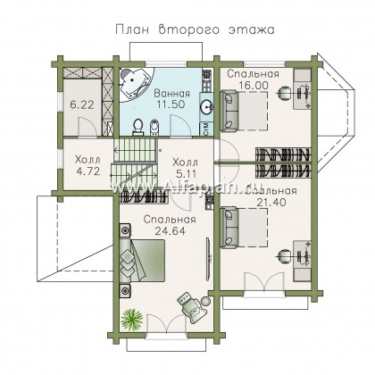 Проекты домов Альфаплан - «АльфаВУД» - превью плана проекта №3