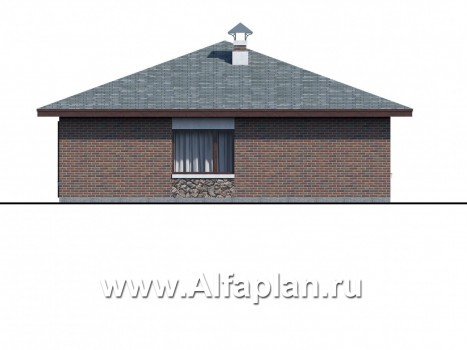 Проекты домов Альфаплан - «Сислей» - современный проект одноэтажного дома, терраса со стороны входа - превью фасада №4