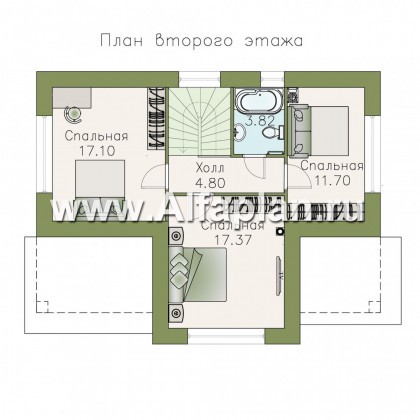 «Каменка» - проект двухэтажного дома из газобетона, с террасой - превью план дома