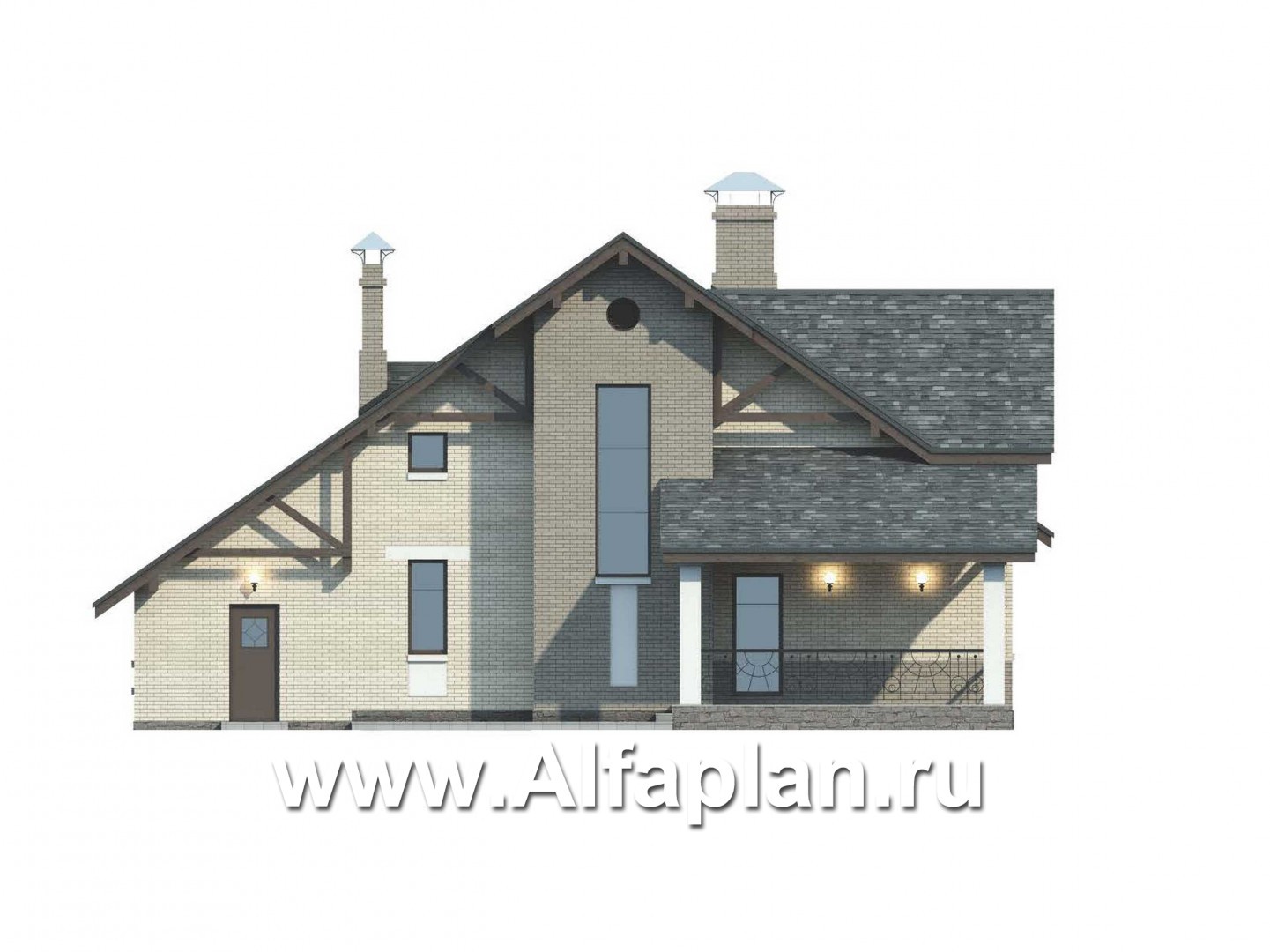 Проекты домов Альфаплан - «Бавария» - шале с комфортной планировкой - изображение фасада №4