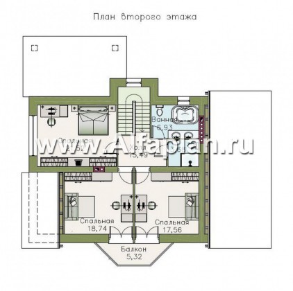 «Бавария» - проект дома с мансардой, с балконом и стеррасой, с гаражом и двускатной кровлей, в немецком стиле, - превью план дома