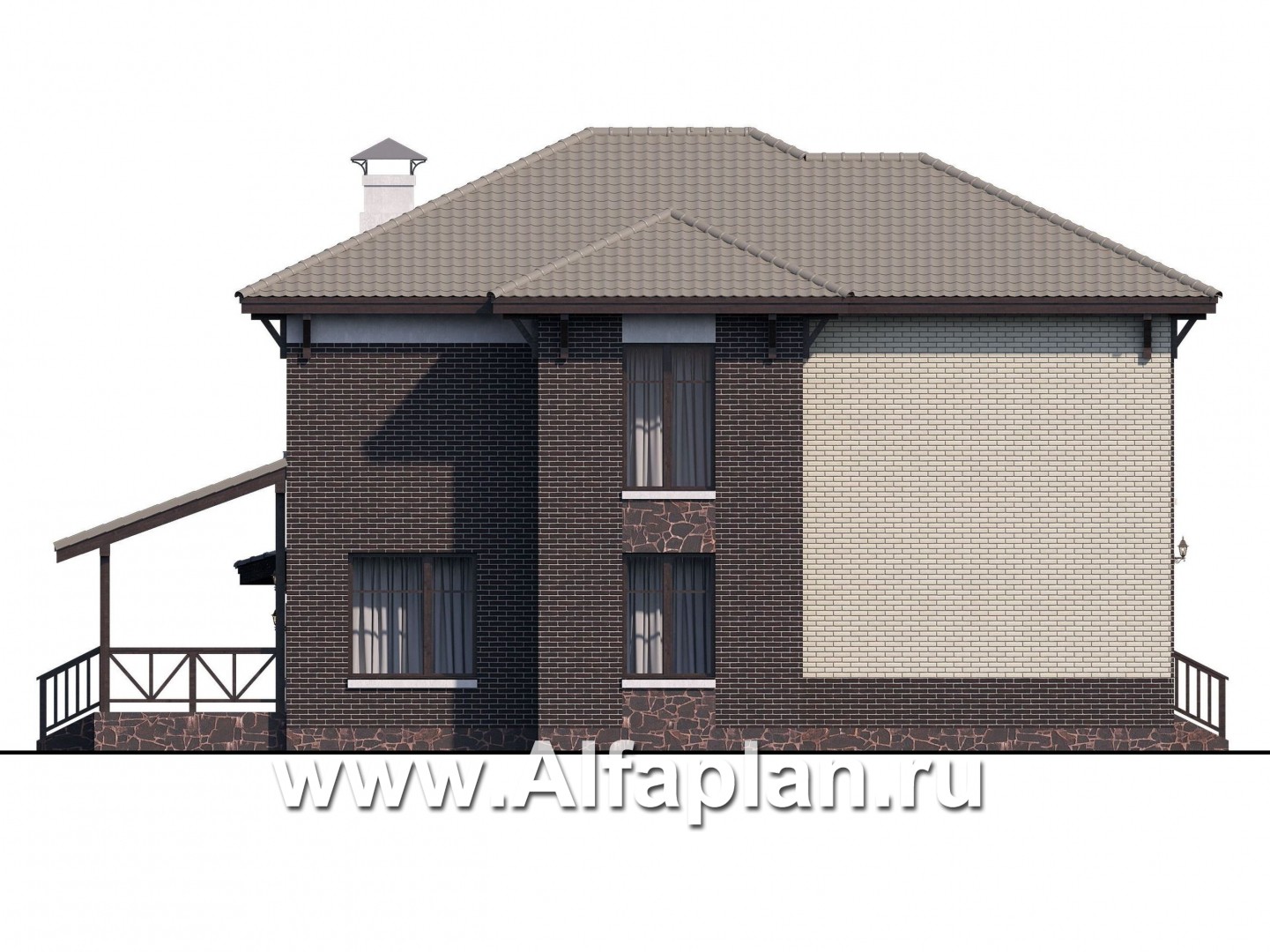Проекты домов Альфаплан - «Вишера» - стильный дом с гаражом - изображение фасада №3