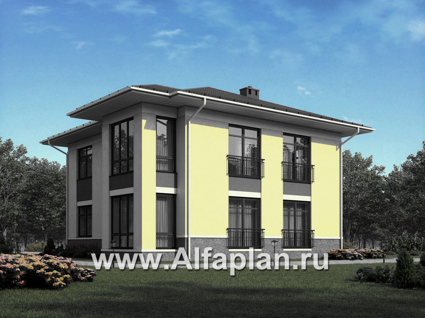 Проекты домов Альфаплан - Двухэтажный кирпичный дом(пять спален) - дополнительное изображение №1