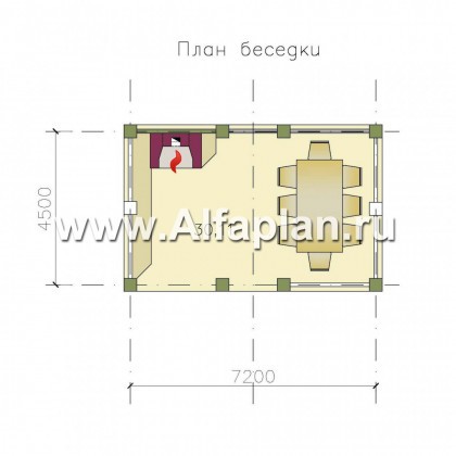 Проект беседки, павильон с камином - превью план дома