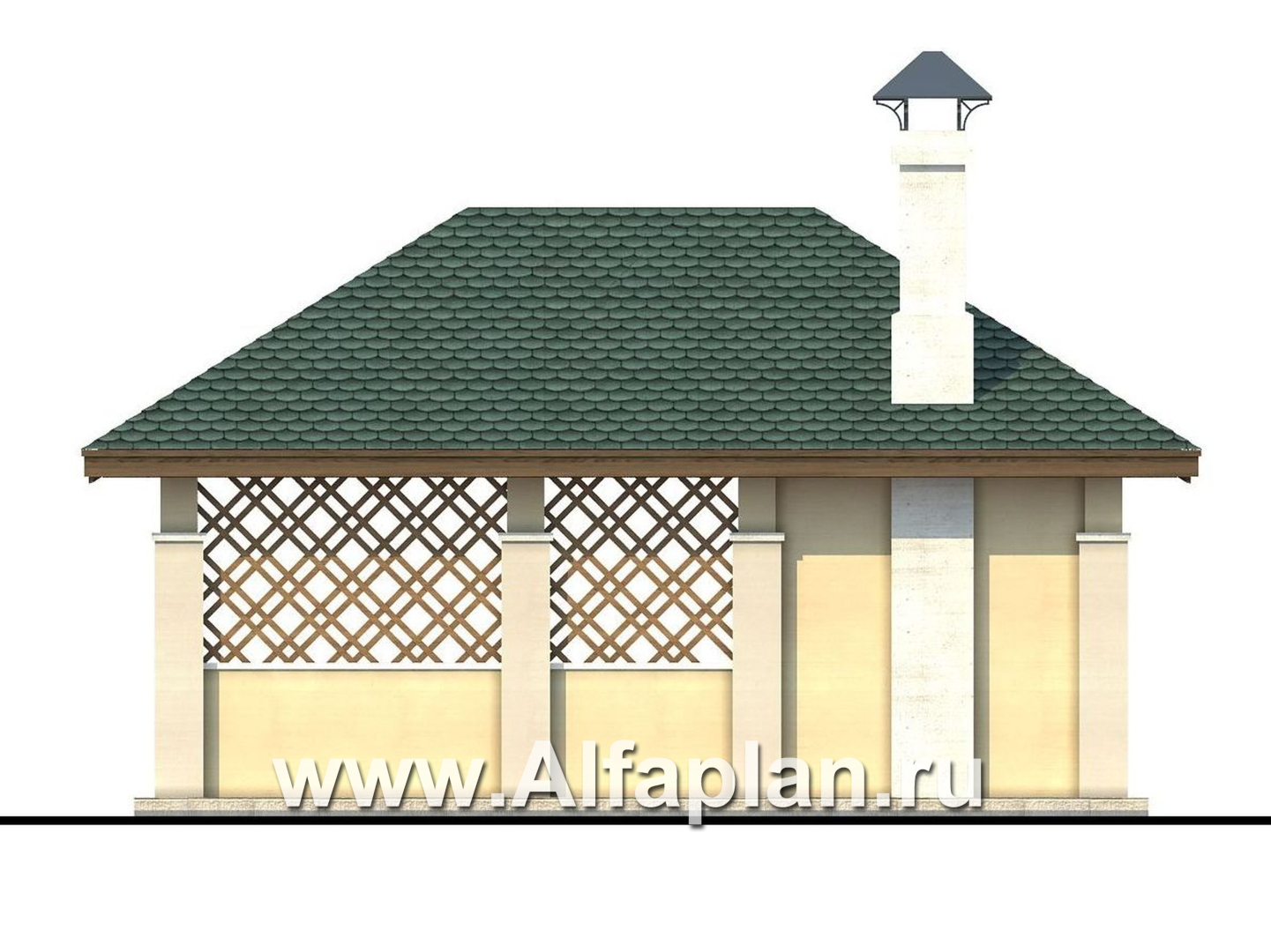 Проекты домов Альфаплан - Проект беседки, павильон с барбекю (летняя кухня) - изображение фасада №4