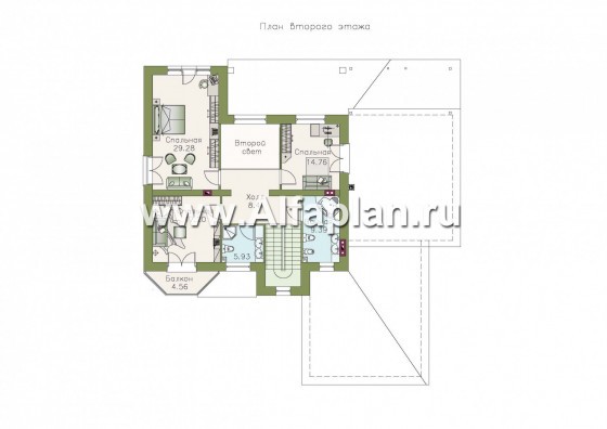 «Феникс» - проект двухэтажного дома + проект бани с комнатой для отдыха - превью план дома - фото №2