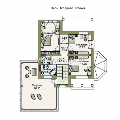 Проекты домов Альфаплан - «Маленький принц»- комфортабельный двухэтажный дом с террасой над гаражом - превью плана проекта №2