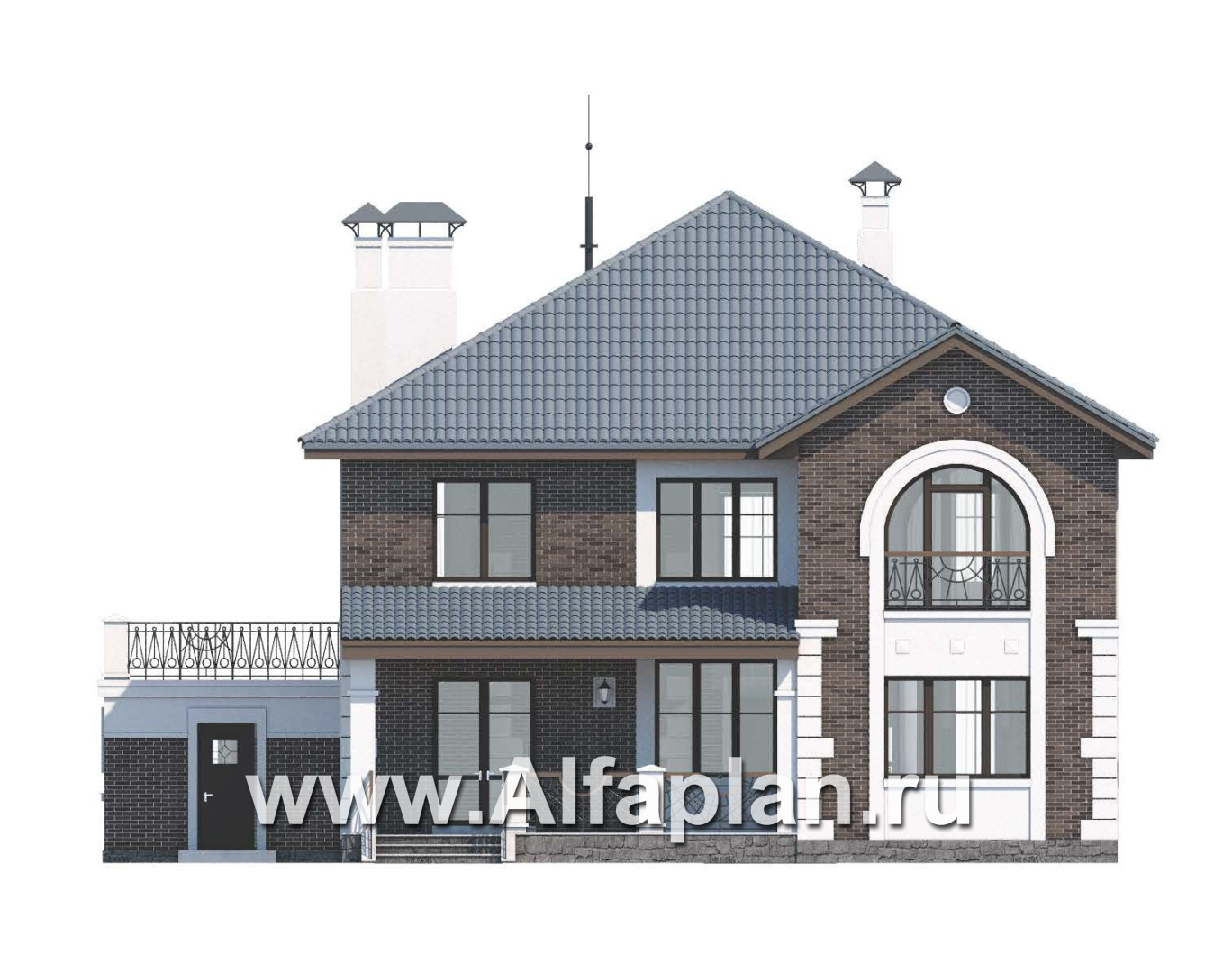 Проекты домов Альфаплан - «Феникс» - комфортабельный  коттедж с террасой - изображение фасада №4