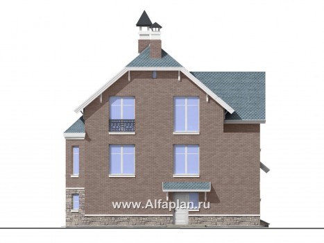 Проекты домов Альфаплан - «Корвет-прогресс» - трехэтажный коттедж с двумя гаражами - превью фасада №4