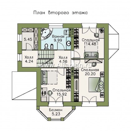 «Корвет Плюс» - проект трехэтажного дома, с гаражом на 2 авто в цоколе, с эркером - превью план дома