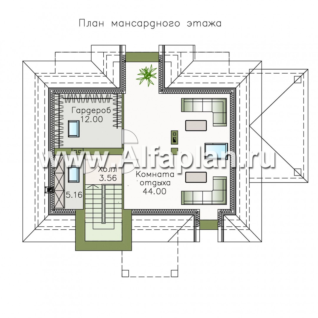 Проекты домов Альфаплан - «Разумовский» - проект двухэтажного дома из кирпича, с террасой и с балконом - изображение плана проекта №3