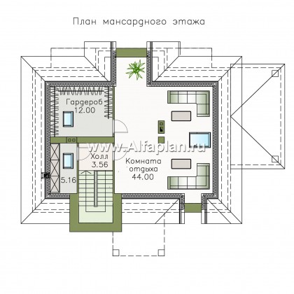 «Разумовский» - проект двухэтажного дома из кирпича, с террасой и с балконом - превью план дома