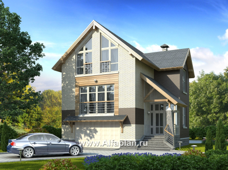 «Экспрофессо» - проект трехэтажного дома, с гаражом и сауной, цокольный этаж на уровне земли - превью дополнительного изображения №1