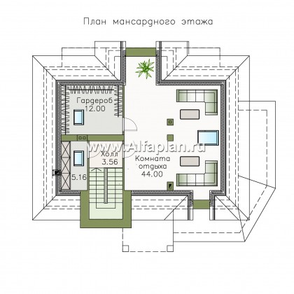 Проекты домов Альфаплан - «Разумовский» - проект двухэтажного дома из кирпича, с эркером, с террасой и с балконом - превью плана проекта №3
