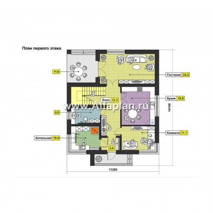 Проекты домов Альфаплан - Коттедж в авангардном стиле - превью плана проекта №1